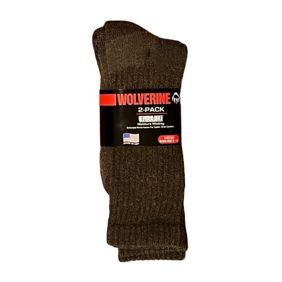 Wolverine Men’s Brown Ultra Dri 2 Pack Socks, Size L, NWT - Picture 1 of 5